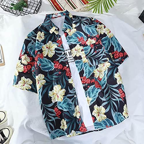חולצת שחייה של קיץ גברים חולצות פרחים לגברים כפתור כותנה למטה חולצות חוף נופש טרופי עם חילופי כיס