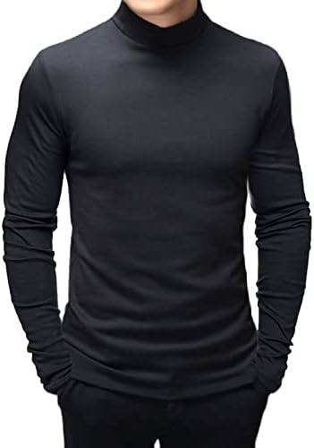 רלה בוטה חולצות אופנה לגברים גופיות צווארון גולף מדומה תחתונים תרמיים שרוול ארוך בכושר דק למתוח-בסוודרים בסיסיים