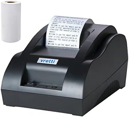 מדפסת קבלה תרמית של Vretti, 58 ממ מדפסת תרמית USB קטנה עם תמיכה בהדפסה במהירות גבוהה למערכת ESC/POS/Window ו- MAC, מדפסת מטבח ניידת למסעדה