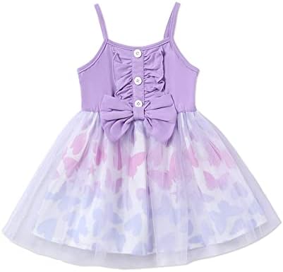 שמלות תינוקות של פטפט רצועות שמלת טוטו פרפר הדפס שמלת טול שמלת פרח ילדת המסיבה יום הולדת שמלות נסיכה
