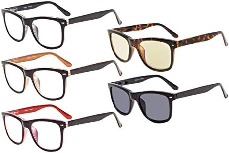 כוורן 5-חבילה קוראי כיכר גדול עדשות אביב-צירים קריאת משקפיים כולל מחשב משקפיים לגברים נשים +1.75