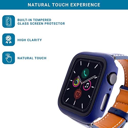 מקרה קשה עם מגן מסך זכוכית מחוסמת תואם לסדרת Apple Watch 6/SE/5/4