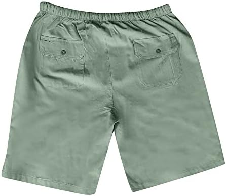 מכנסי פשתן כותנה של Wenkomg1 לגברים, מכנסי קיץ מוצקים של פיג'מה קצרים קל משקל נושם חוף מכנסי חוף מזדמנים PJ גזעים