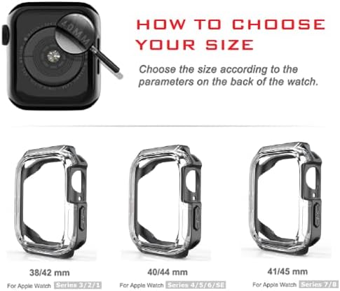 מגן מקרים מחשב קשה תואם ל- Apple Watch Se Series 6 Series 5 סדרה 4, 40 ממ - שחור