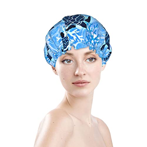 נשים לשימוש חוזר כובע שיער שולי חוסך צב ים חלומות כחולים שכבות כפול