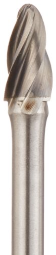 Cobra Carbide 10919 מיקרו גרעינים עץ קרביד מוצק בור עם קצה רדיוס, חתך אלומינה, צורה F SF-3NF, קוטר שוק 1/4 , קוטר ראש 3/8, אורך חיתוך