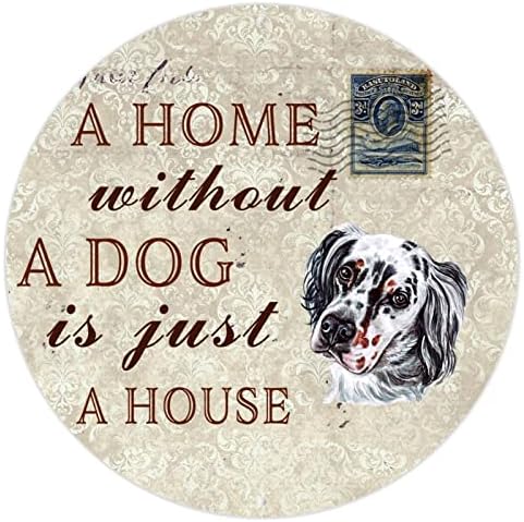 כלב מצחיק מתכת פח שלט בית ללא כלב הוא רק בית עתיק עגול עגול חיות מחמד קולב עם כלב סרקסטי אומר צלחת מתכת חיות מחמד כלבים קישוטים לאמנות