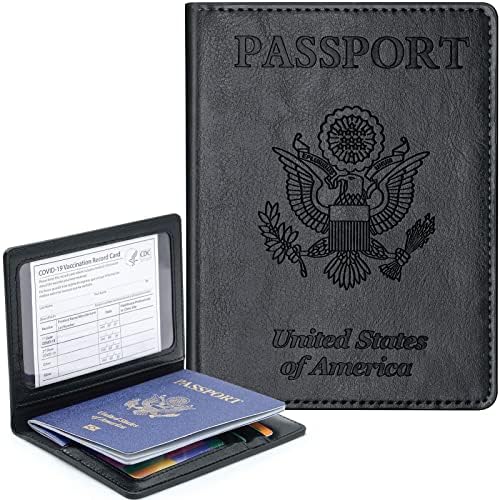 דרכון וחיסון כרטיס מחזיק משולבת, דרכון ארנק עם לבקרת מחלות חיסון שיא כרטיס חריץ, חסימת עור נסיעות אביזרי מסמכים ארגונית מגן עבור נשים