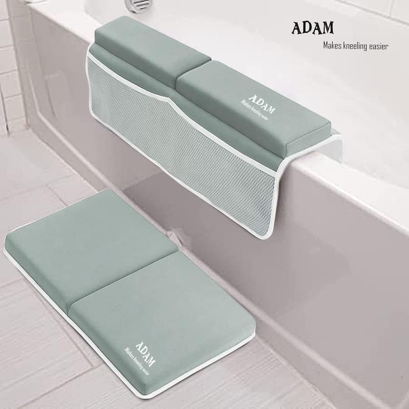 Adam Bath Weeler and Set Rest Rest Set - כרית ברך של Baby Bath עם תמיכה בזרוע וכיסים - אפור רחצה עבה ולא החלקה