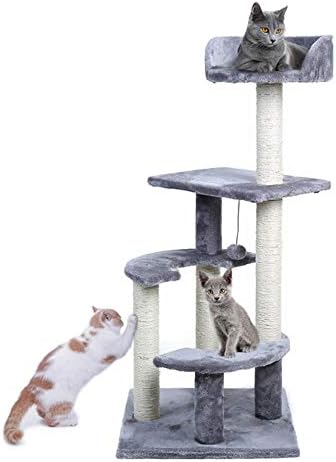 Miwaimao משלוח ביתי חתול צעצוע מגרד עץ מטפס עץ חתול צעצוע קופץ צעצוע עם מסגרת טיפוס סולם ריהוט לחתולים פוסט שריטות, WJ0209Gray, M
