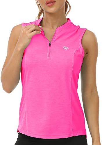 חולצת טניס ללא שרוולים של נשים חולצות גולף לנשים מהירות UPF 50+ הגנה מפני ספורט חולצות בגדי ספורט עם רוכסן עם רוכסן