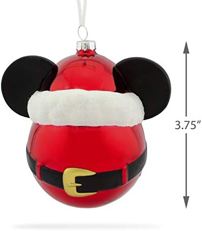 סימן היכר חג המולד קישוט, דיסני מיקי עכבר סמל עם סנטה כובע זכוכית מנופחת קישוט