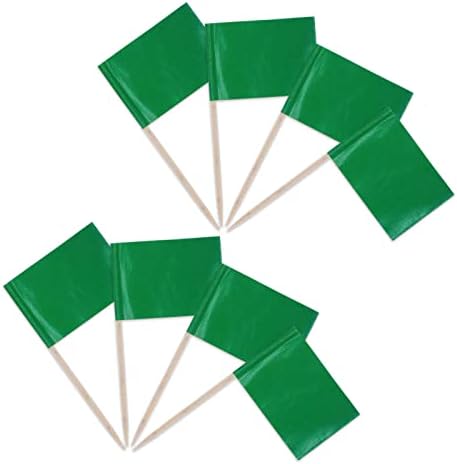 יפינג 100 יחידות של טהור ירוק ריק קיסם דגלי הקאפקייקס קישוט, פירות גבינת מיני צבע דגלי עוגת תג קוקטייל קישוט ירוק קיסם דגל