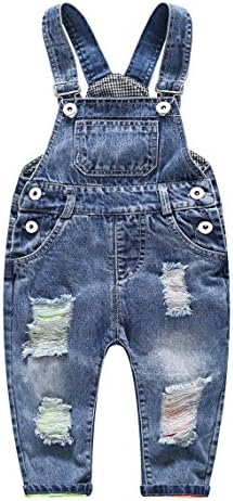 סרבל ג 'ינס לילדות תינוק לילדים, בגדי עבודה חמודים בג' ינס קרועים לפעוטות