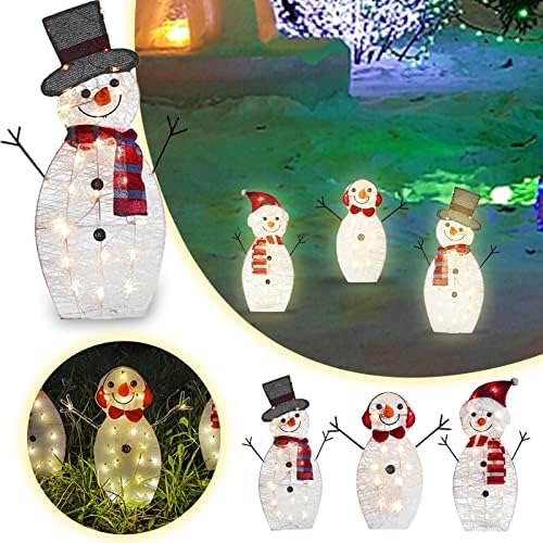 Ninrya LED מואר שלג מואר חיצוני קישוטי חצר חג המולד, חג המולד אקרילי מלאכותי אורות שלג דקורטיביים קישוטי חצר גן