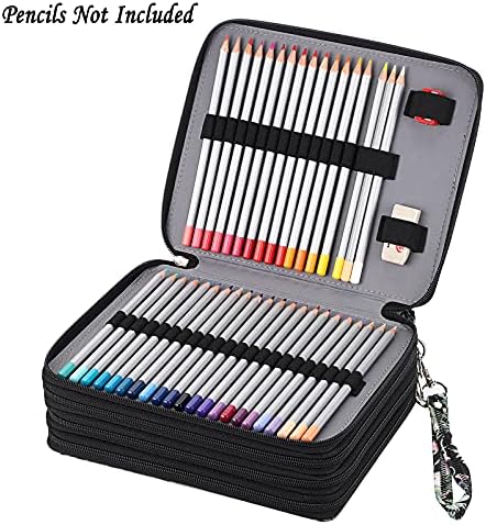 עפרון צבעוני של Btsky Case- 160 חריצים מחזיק עיפרון שקית עט עט מארגן עיפרון קיבולת גדול עם רצועת ידית תיבת עיפרון צבעונית עם דפוס הדפסה