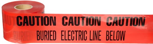 בריידי 91296 אורך 1000 ', רוחב 6 , פוליאתילן כבד B-720, שחור על צבע אדום זהה קלטת אזהרה תת-קרקעית-חשמל, אגדה זהירות: קו חשמלי קבור למטה