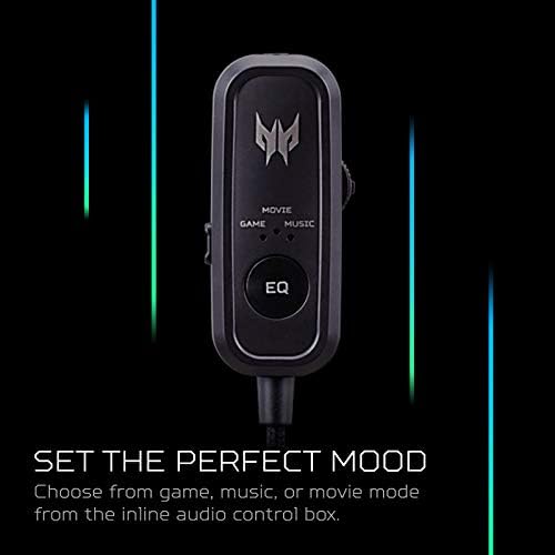 Acer Predator Galea 350 אוזניות משחק עם צליל היקפי 7.1, מיקרופון חד כיווני מבטלים רעש, התואם למחשב, Xbox One, PS4