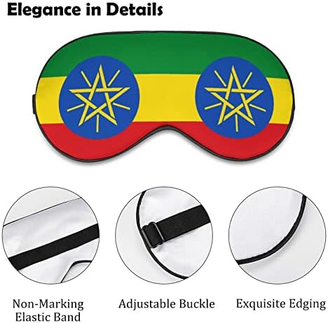 דגל של אתיופיה מודפס מסכת עיניים שינה כיסוי עיניים מכוסות עיניים עם רצועה מתכווננת לילה נתיב נתיעה לגברים נשים