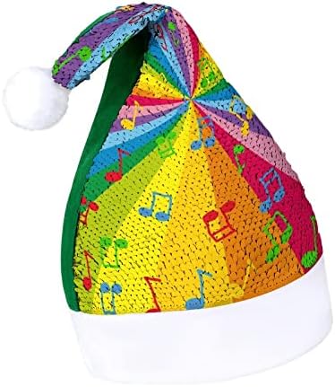מוסיקה הערות עם צבעוני פאייטים חג המולד כובע סנטה קלאוס כובע מצחיק הדפסת עבור גברים נשים חג המולד מסיבת חג קישוטים