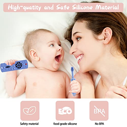 צעצוע של דו-סיליקון סיליקון צעצוע לתינוקות 6-18 חודשים, GTIVAA שלט רחוק מעצבים צעצועים בקיעת שיניים, מברשות שיניים בנות בנות בנות טוחן
