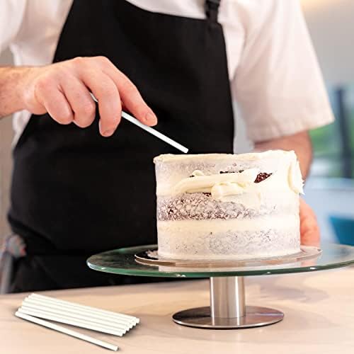 פסי עוגת פלסטיק ליולי לעוגות שכבות-8 אינץ ' על 6 ממ - מקלות דוכן עוגת מוט אפייה לבניית עוגה שכבתית ותמיכה בערימה