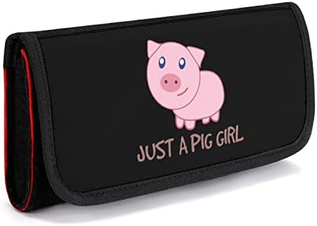 רק נערת חזיר הנושאת תיק למתג שקית אחסון נסיעות מגן עם חריצי כרטיס משחק
