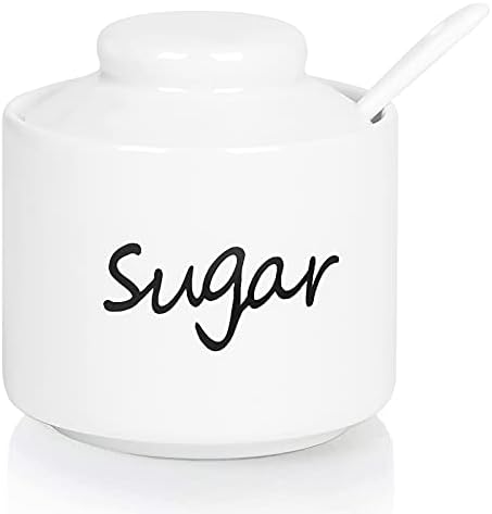 קערת סוכר קרמיקה באונטוב עם מכסה וכף, סיר סוכר חרסינה, 8oz