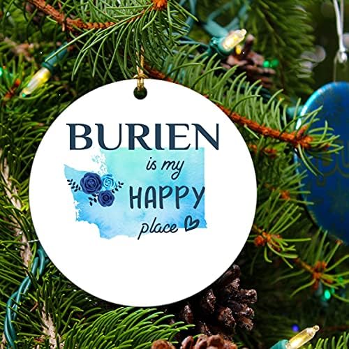 עץ קישוט לחג המולד 2022 עם שם העיר קישוט בוריאן וושינגטון הוא המקום המאושר שלי - בוריאן וו קישוט