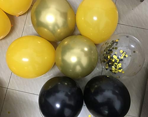 BAMONOS בלוני זהב צהוב שחור - בלוני מסיבת יום דבורים למקלחת לתינוק מגדר יום הולדת מגדר מגלה קישוטים ללימודים 12 אינץ '60 מארזים