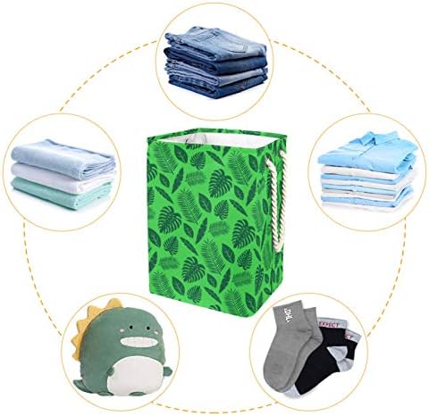 דייה עמיד למים סלי כביסה גבוה חסון מתקפל שונים ירוק עלים דפוס הדפסת סל למבוגרים ילדים בני נוער בנות בחדרי שינה אמבטיה