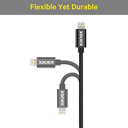 Kanex durabraid ניילון קלוע USB-C לכבל ברק, מטען מוסמך MFI לאייפון SE, iPhone 11 Pro/11 Pro Max-שחור, 4 רגל