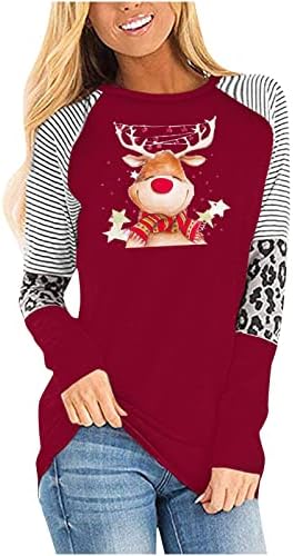 צמרות נשים צוואר צוואר הצוואר שלג דפוס סוודר רופף יולדות קלאסית סוודרים לחג המולד ארוך לנשים
