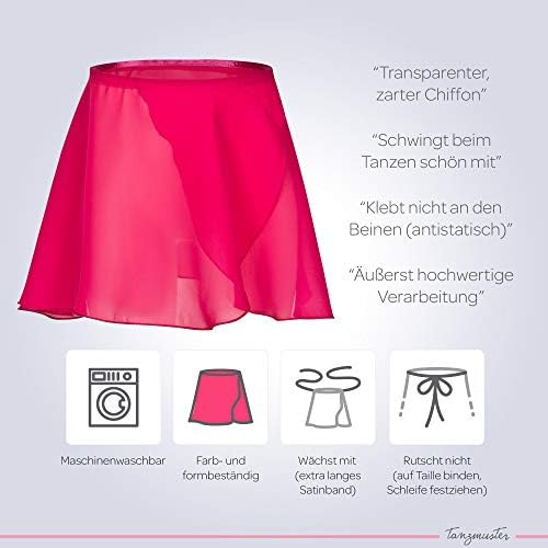 Tanzmuster ® חצאית שיפון עוטפת בלט של בנות - אמה - עם סאטן