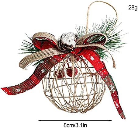 מתנות דקורטיביות מעודנות לחג המולד, קישוטי כדור חג המולד של 2 יחידים, עץ חג מולד מחושל עץ חג המולד עץ מתכת עם חוט וקשת, כדורי חג המולד