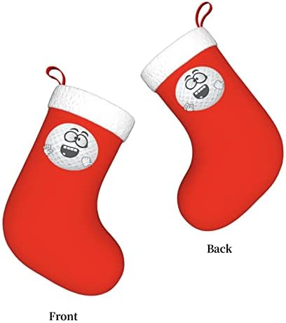 Yuyuy כדור גולף קריקטורה פנים מצוירים לחג המולד קישוט חג קישוט אח תלייה גרב 18 אינץ 'גרביים