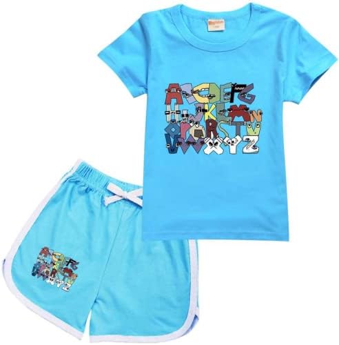 אלפבית הפולקלור חולצה מכנסיים קצרים סט עבור בני בנות אלפבית הפולקלור ריצה חליפת סווטשירט סט לילדים