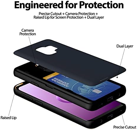 Goospery for Samsung Galaxy S9 ארנק עם מחזיק כרטיסים, סגירת דלת מגנטית קלה מגנה על שכבה כפולה פגוש טלפון אחורי עם מראה נסתרת