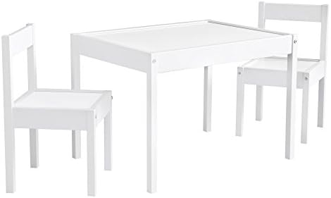 תינוק להירגע האנטר 3 חתיכה ילדותי שולחן וכיסא סט, לבן