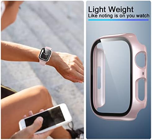 LXDANYU 6 Pack Case תואם ל- Apple Watch SE 2021/2022 סדרה 6/5/4 44 ממ עם מגן מסך זכוכית מחוסמת מובנה, כיסוי מגן כללי עמיד בפני שריטות
