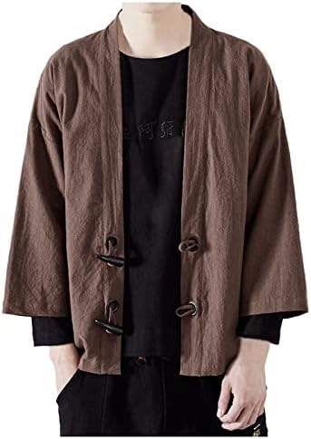 מעילים לגברים אופנה יפנית יוקאטה מעיל מזדמן קימונו קמונו כותנה וינטג 'מעילים עליונים רופפים