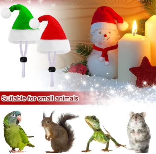 יוני מברשות 12 יח 'כובעי סנטה סנטה, כובע עוף לחיות מחמד לחג המולד סט צעיף אדום ירוק כובע חיה קטן עם מתכוונן לעופות תרנגולת תרנגולת תרנגולת