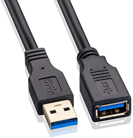 כבל סיומת USB של Gesseor 10 ft USB 3.0 כבל הרחבה סוג A זכר לנקבה USB 3.0 כבל הרחבה 5GBP תואם למדפסת, Xbox, כונן הבזק USB, קורא כרטיסים,