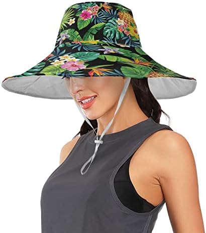 Mnsruu נשים רחבות שולי חצבים נמר פרח כובע שמש אריזות מגני שמש בנות בנות כובע חוף קיץ להגנה על UV