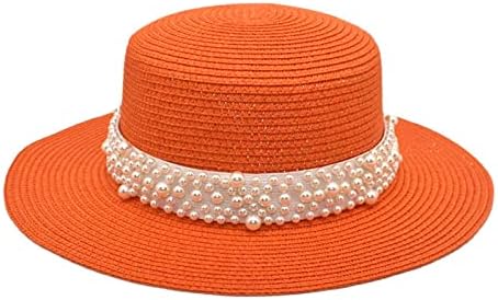 כובע דלי קש קיץ לנשים עם פנינת פו מעוטרת שוליים רחבים שופעים חופשת כיפה אטומה לרוח