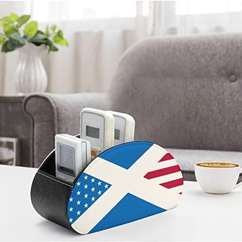 סקוטלנד ארהב דגל מערבב עור מחזיק בשלט רחוק מצחיק מארגן שולחן העבודה של תיבת אחסון קאדי עם 5 תאים למשרד Blu-ray TV