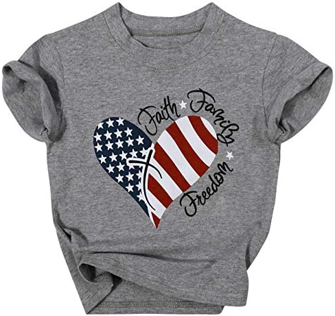 פעוטות בנות בנות חולצה פטריוטית חולצות דגל אמריקאי חמוד חולצות טי 4 ביולי ארהב צמרות שרוול קצר