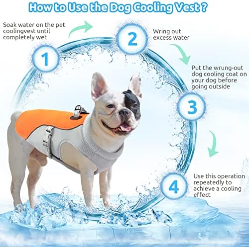 Gorsbark מתכוונן רתמת אפוד קירור עם עיצוב רפלקטיבי לפעילויות חיצוניות בקיץ, ז'קט קירור כלבים להגנת UV עם רשת נושמת לכלבים גדולים בינוניים