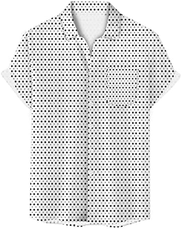 2023 חולצת שמלה עם שרוולים קצרים חדשים עם שרוולים עם שרוולים רגילים נקודה חולצה מודפסת עם חולצת כפתור מזדמנים של כיס טי.
