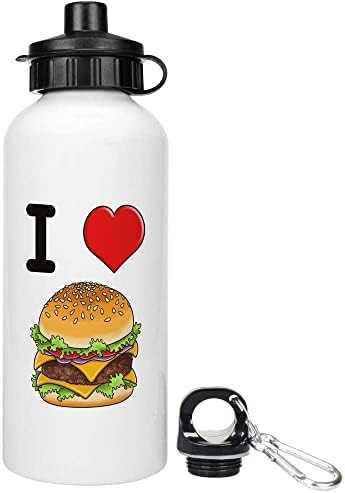 AZEEDA 600ML 'אני אוהב את בקבוק המים / שתייה לשימוש חוזר של המבורגרים